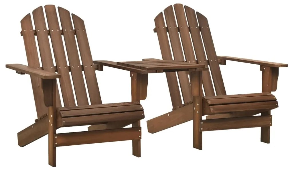 Záhradné stoličky Adirondack+stolík, jedľový masív, hnedé