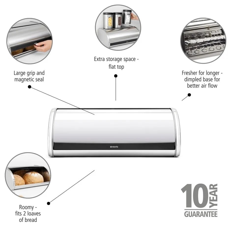 Oceľový chlebník Roll Top – Brabantia