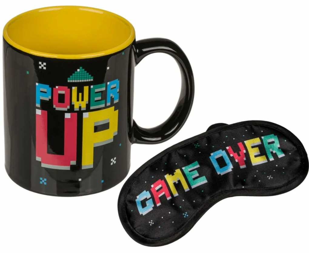 Hrnček a maska na oči Power Up/Game Over