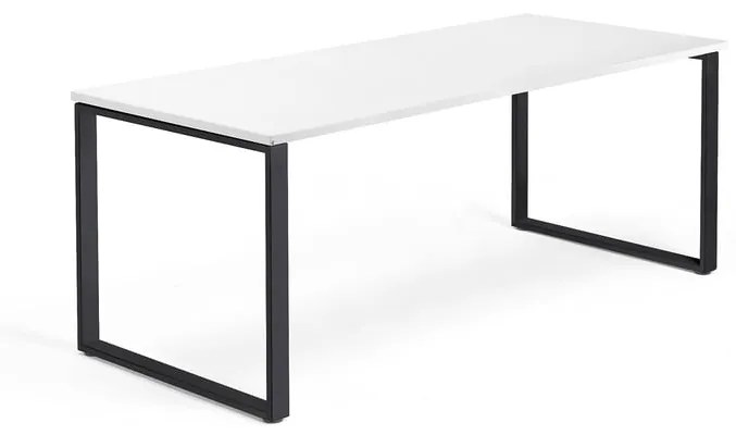 Kancelársky pracovný stôl QBUS, O-rám, 1800x800 mm, biela/čierna