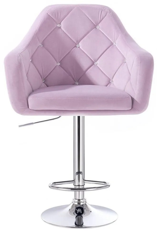 LuxuryForm Barová stolička ROMA VELUR na striebornom tanieri - levanduľa