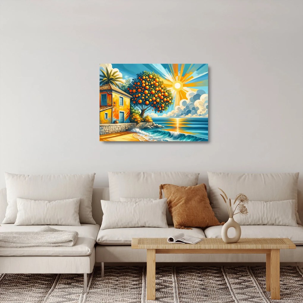 Sklenený obraz - Dom s pomarančmi I. (70x50 cm)