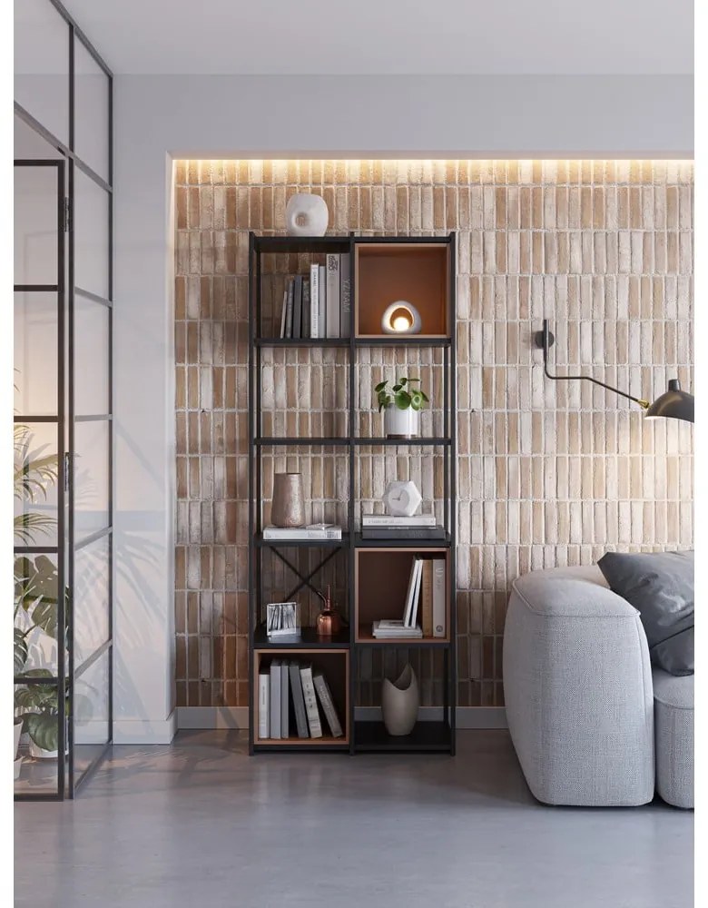 Knižnica v čierno-tehlovej farbe 71x179 cm Anya – Marckeric