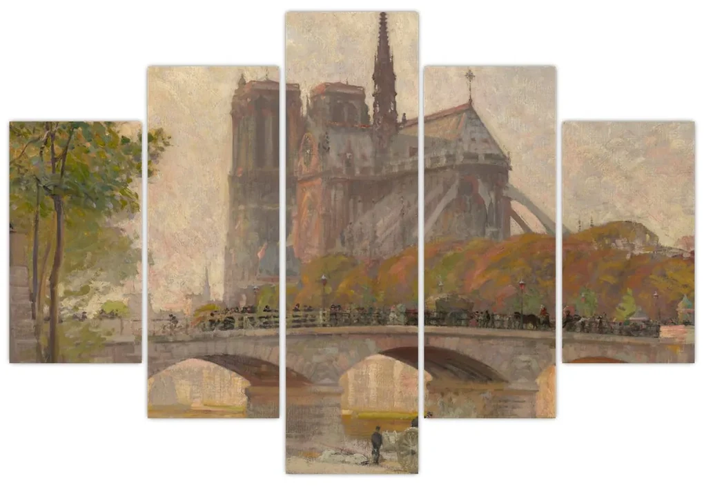 Obraz - Robert William Vonnoh, Notre Dame de Paris, reprodukcia (150x105 cm)
