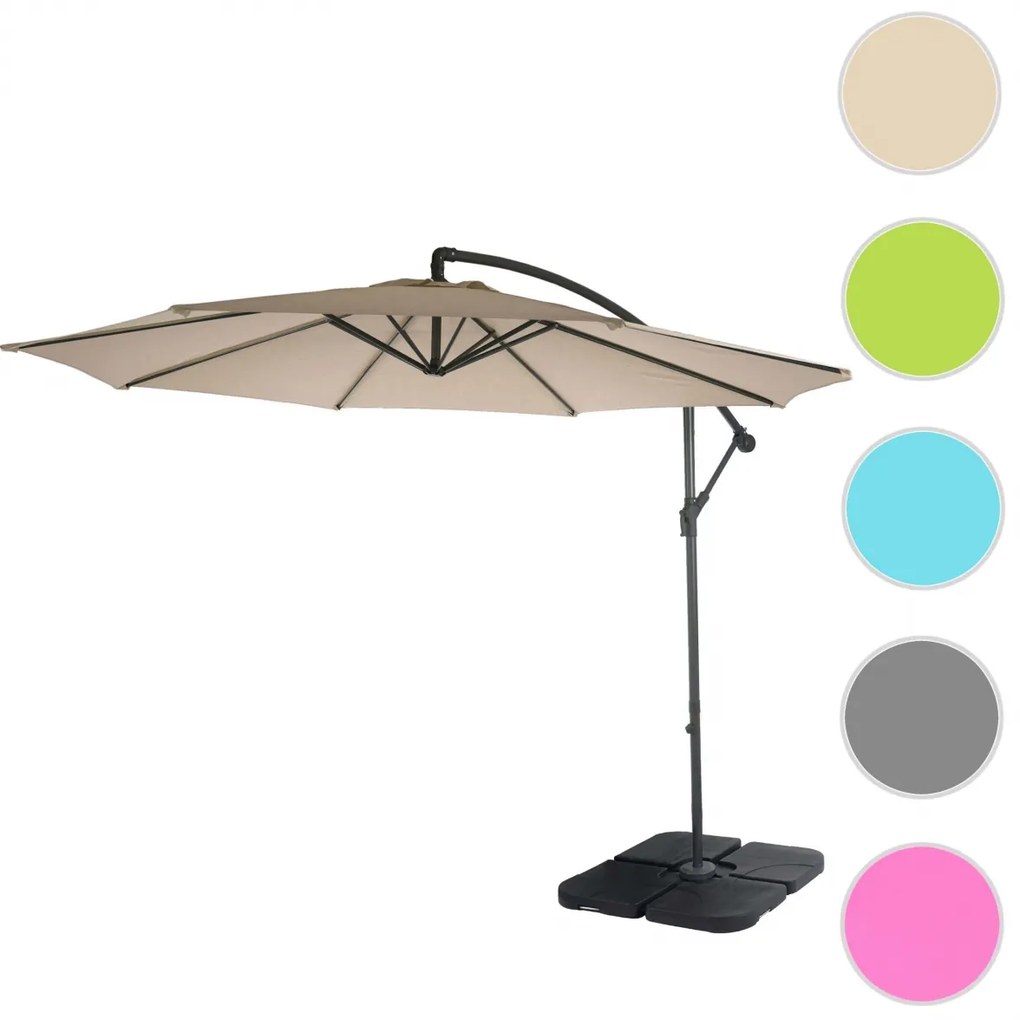 Slnečník Acerra Ø 3m polyester/oceľ - pieskovo-béžová so stojanom