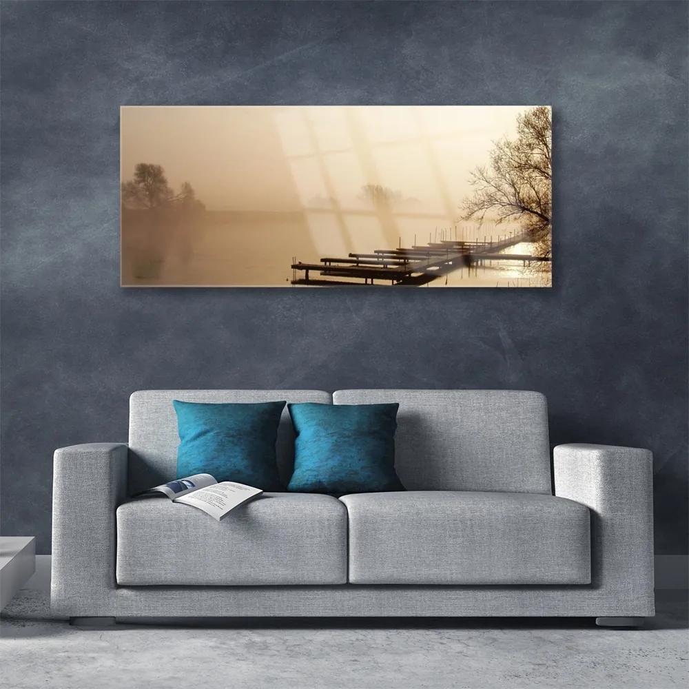 Obraz na akrylátovom skle Most voda hmla krajina 125x50 cm