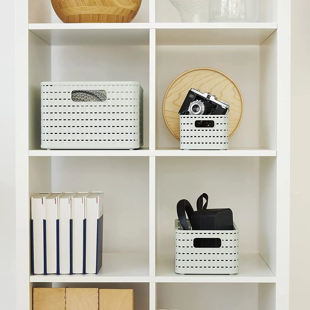 Rotho Plastový košík COUNTRY, rovný, biely (4 l - 24 x 16 x 11)