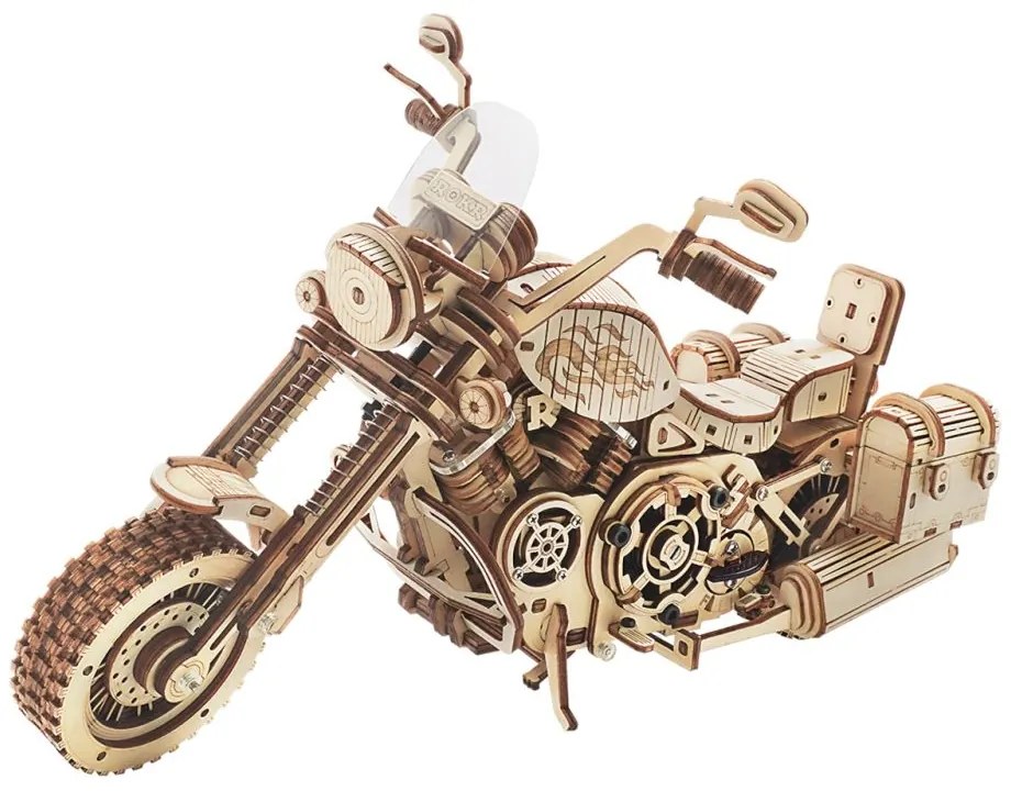 Robotime Drevené 3D mechanické puzzle Motorka Cruiser 420 ks