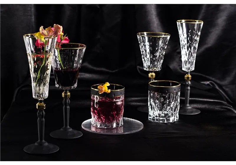 BOHEMIA PRESTIGE CONTE BLACK POHÁR NA VÍNO 260ML SADA 6 KS