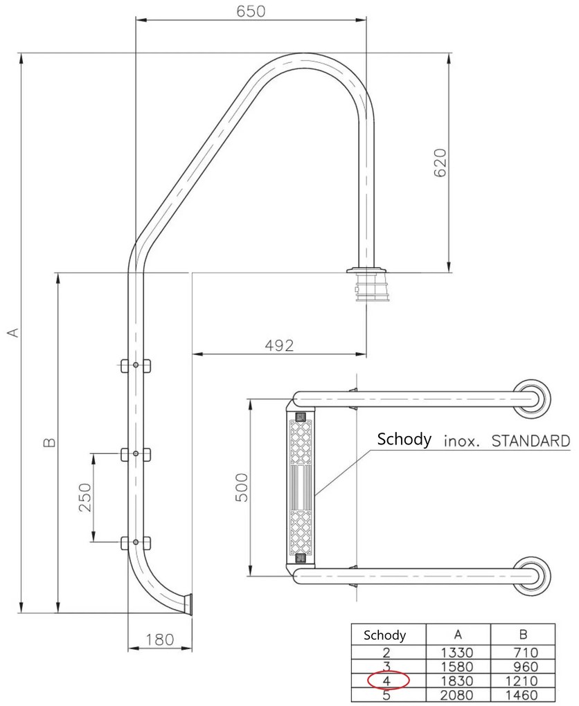 Schodíky do bazéna Planet Pool (WIDE) pre zapustené bazény s hĺbkou 150 cm