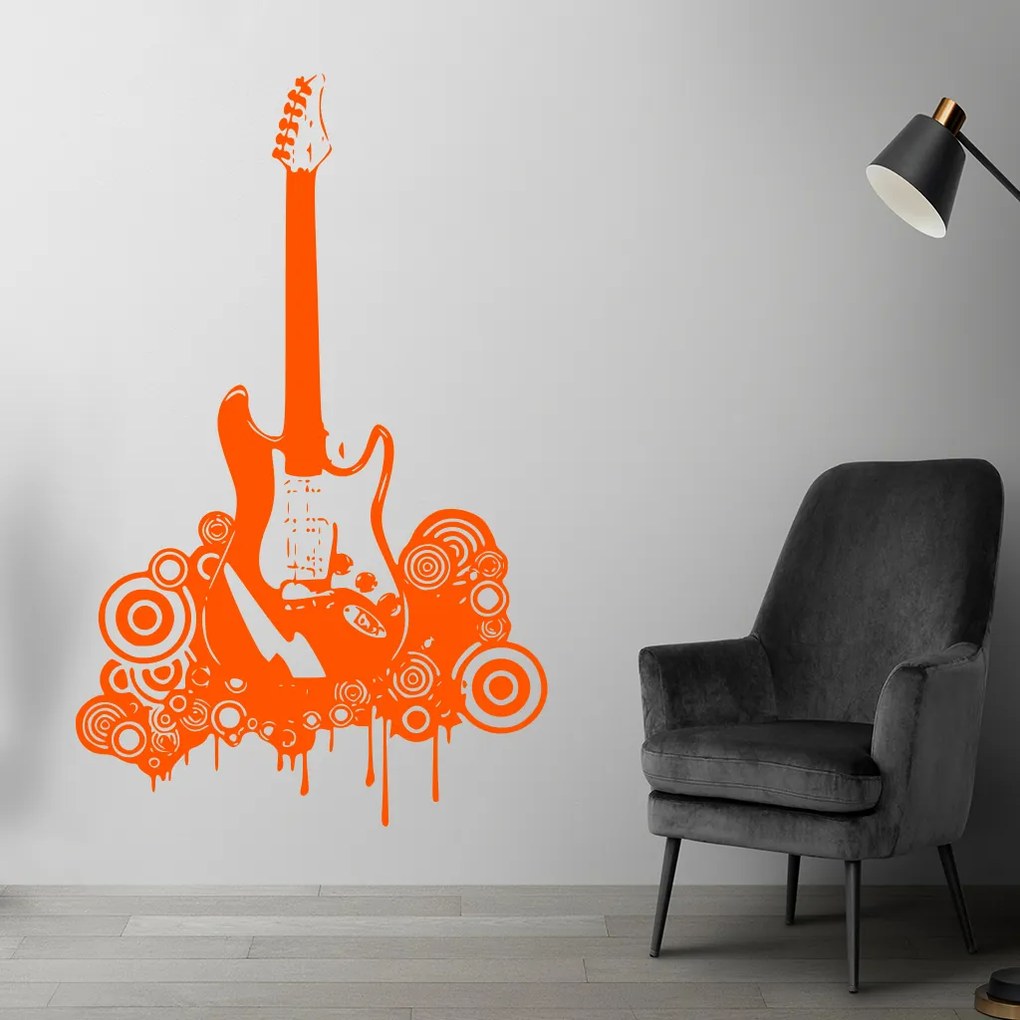 Veselá Stena Samolepka Elektrofonická gitara Farba: biela, Veľkosť: 60 x 37 cm
