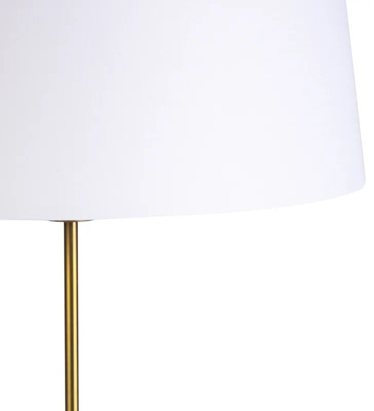 Stojaca lampa bronzová s ľanovým tienidlom bielym 45 cm nastaviteľná - Parte