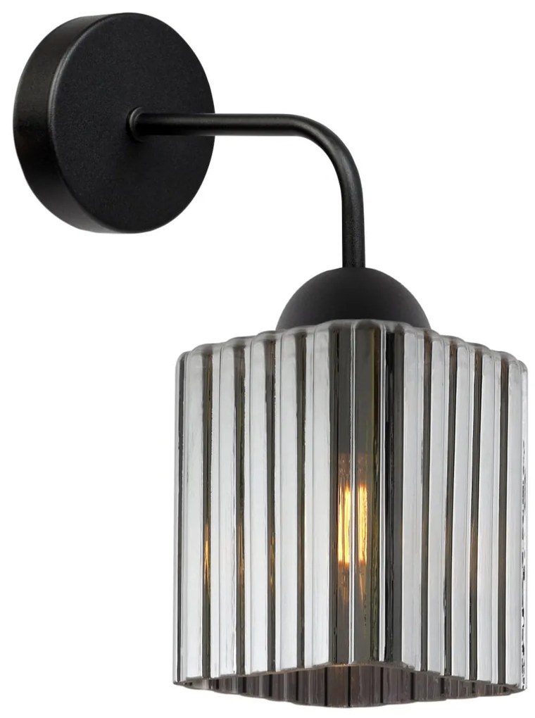 Nástenné svietidlo Riffle Square, 1x grafitové sklenené tienidlo, b