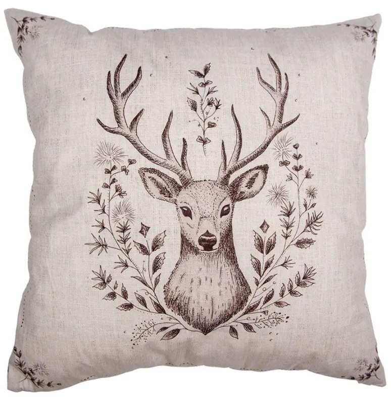Béžová obliečka na vankúš s jeleňom Gentle Wilderness - 45*45 cm