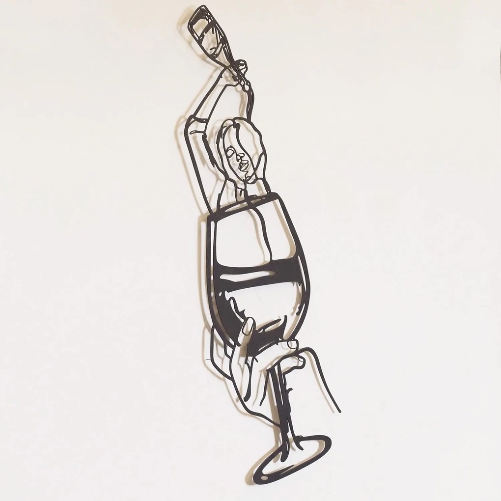 Glass of Wine Girl Line Art- APT749 M