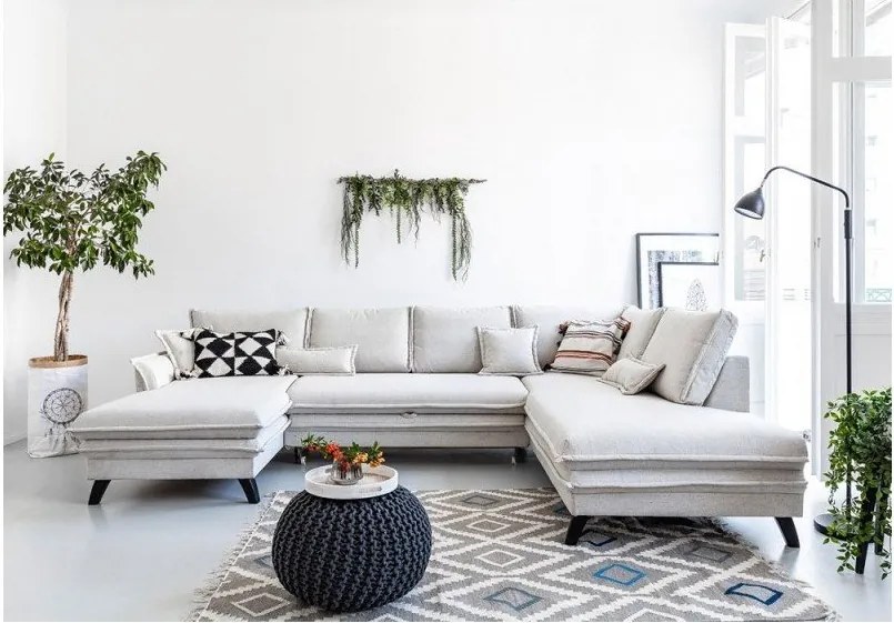 Béžová rozkladacia rohová pohovka (pravý roh/do tvaru "U") Charming Charlie – Miuform