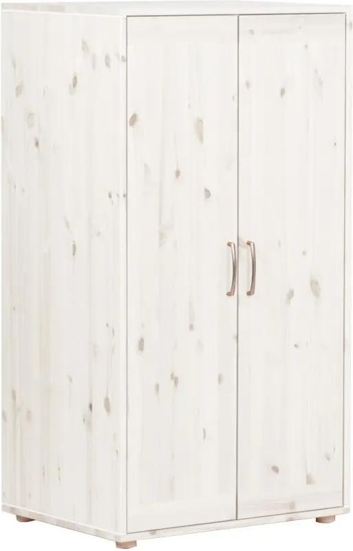 Biela detská šatníková skriňa z borovicového dreva Flexa Classic, výška 133 cm
