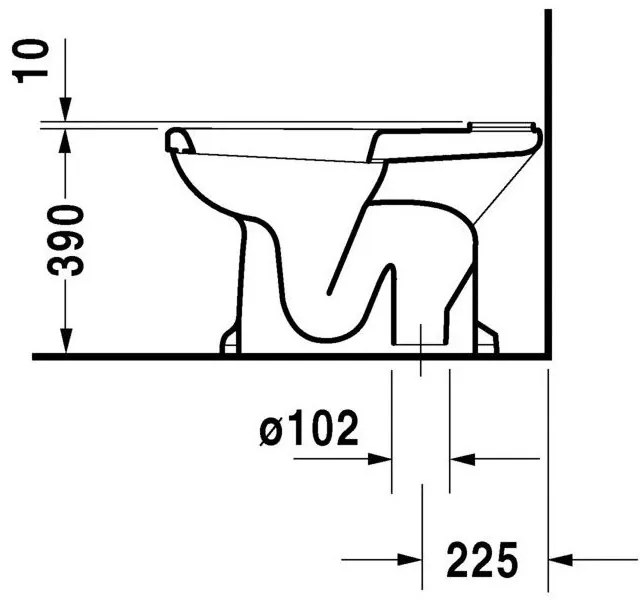 DURAVIT 1930 WC misa kombi so zvislým odpadom, 355 mm x 390 mm x 665 mm, s povrchom WonderGliss, 02270100001