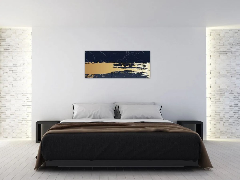 Obraz - Modrá a zlatá abstrakcia N⁰2 (120x50 cm)
