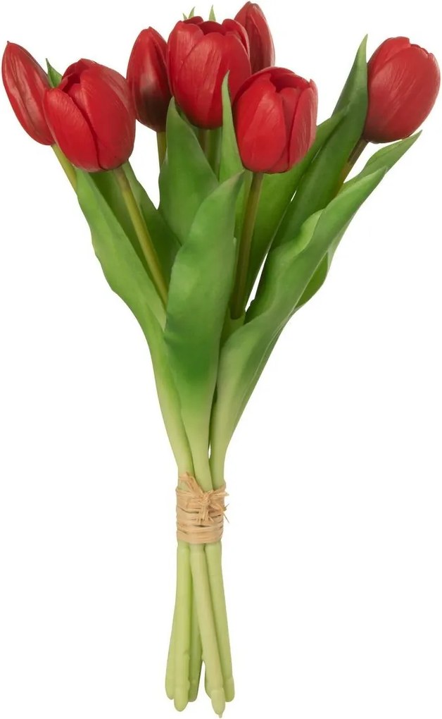 Kytica 7ks červených realistických tulipánov - 31cm