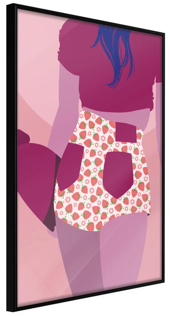 Artgeist Plagát - Strawberries Shorts [Poster] Veľkosť: 30x45, Verzia: Zlatý rám