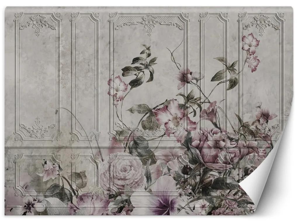 Fototapeta, Polní květiny betonové Vintage - 300x210 cm