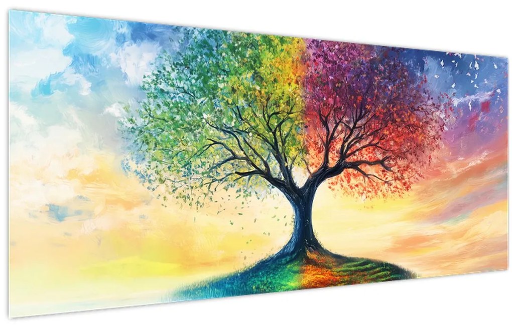 Obraz – Maľovaný strom ročných období (120x50 cm)