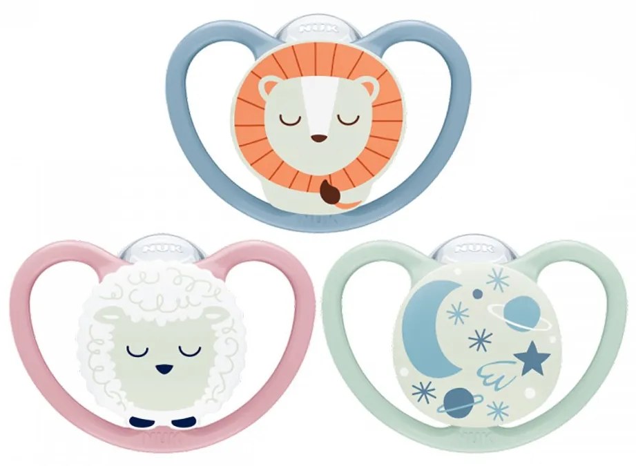 Dojčenský cumlík NUK Space Nights 6-18m 2ks/BOX dievča