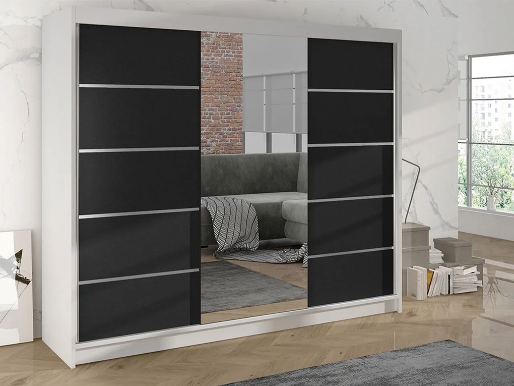 Šatníková skriňa s posuvnými dverami Geneva VI, Farby: biely / dub artisan