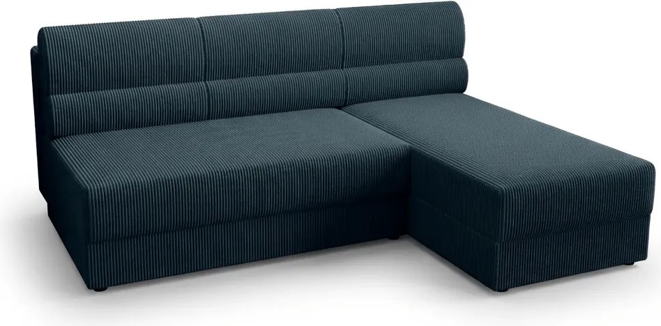 Rozkladacia obojstranná sedacia súprava do L TAVERO SLIM 201x140 cm, tmavomodrá