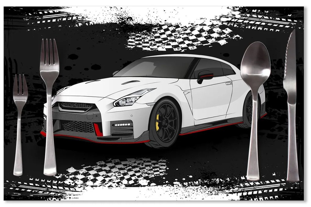 Sablio Prestieranie Nissan GTR 35 Čierny: 40x30cm