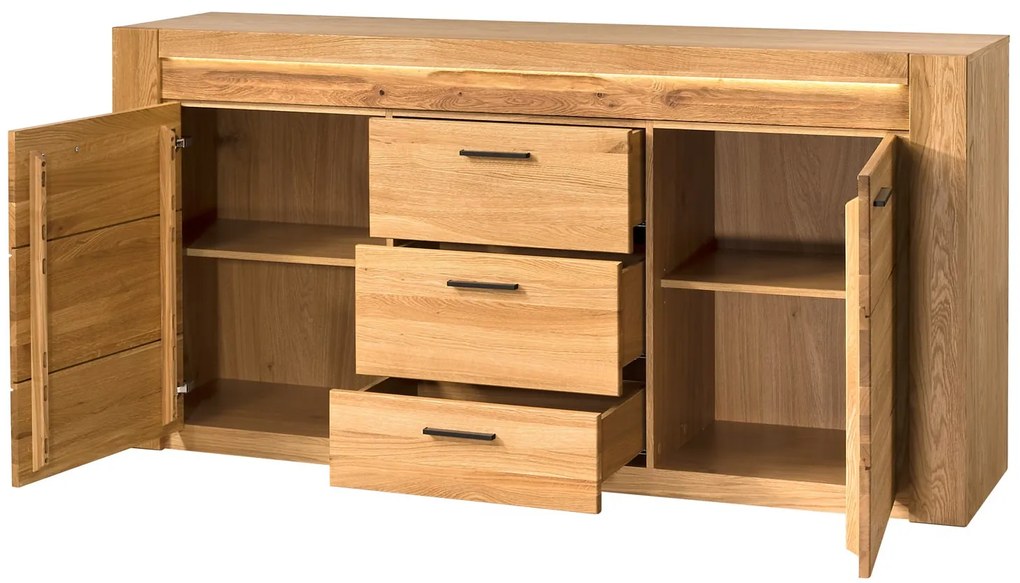 Komoda Velvet II 47 181 cm z masívu s LED osvetlením dub prírodný