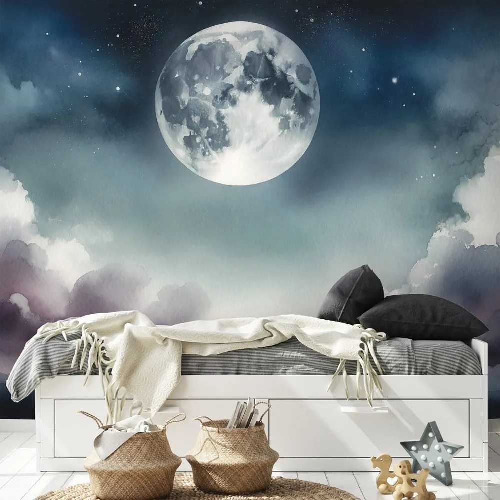 Fototapeta nočná obloha s mesiacom a mrakmi