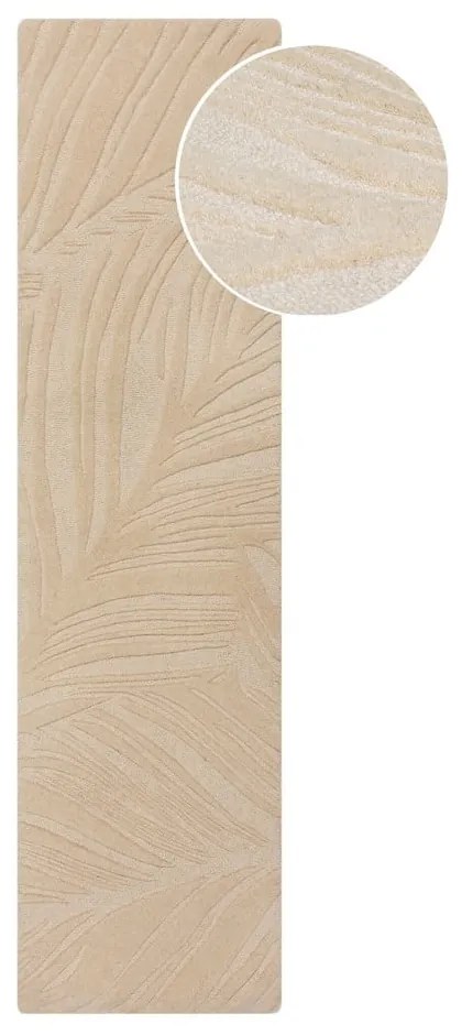 Béžový vlnený koberec behúň 60x230 cm Lino Leaf – Flair Rugs