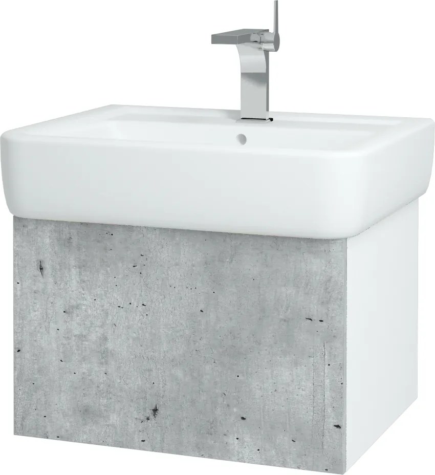 Dřevojas - Koupelnová skříň VARIANTE SZZ 60 - N01 Bílá lesk / D16 Beton tmavý (196448)