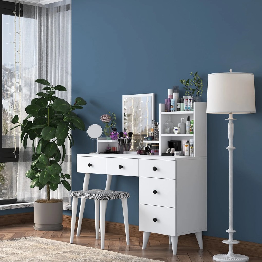 Toaletný stolík Margot 01 so stoličkou biely