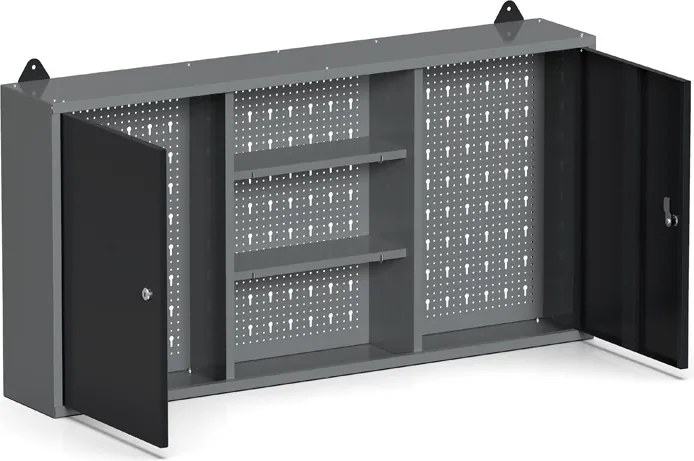 Kombinovaná závesná skrinka G1, 600 x 1200 x 200 mm, 2 dvere, perforovaná