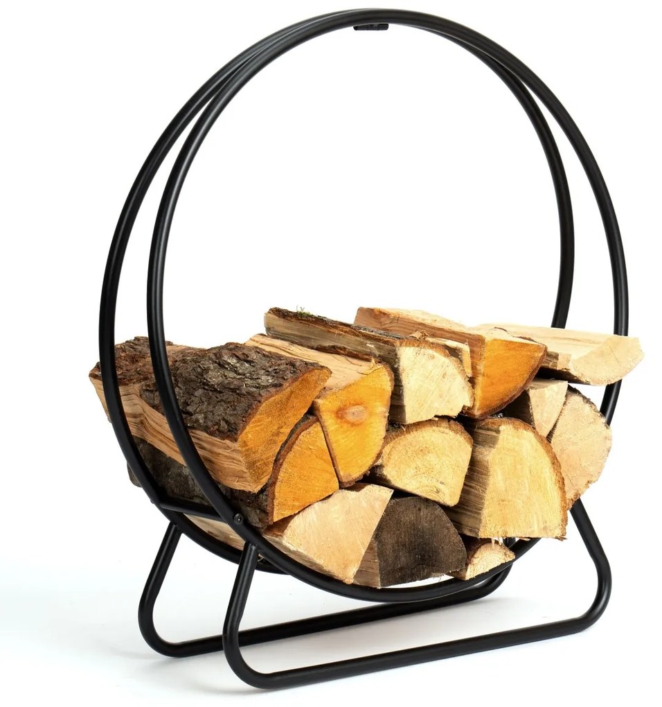 Kovový stojan na palivové drevo HOBRO čierny
