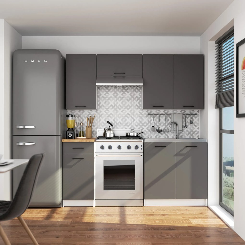 Závesná kuchynská skrinka OLIVIE 40x58 cm matná biela/matná grafitovo sivá