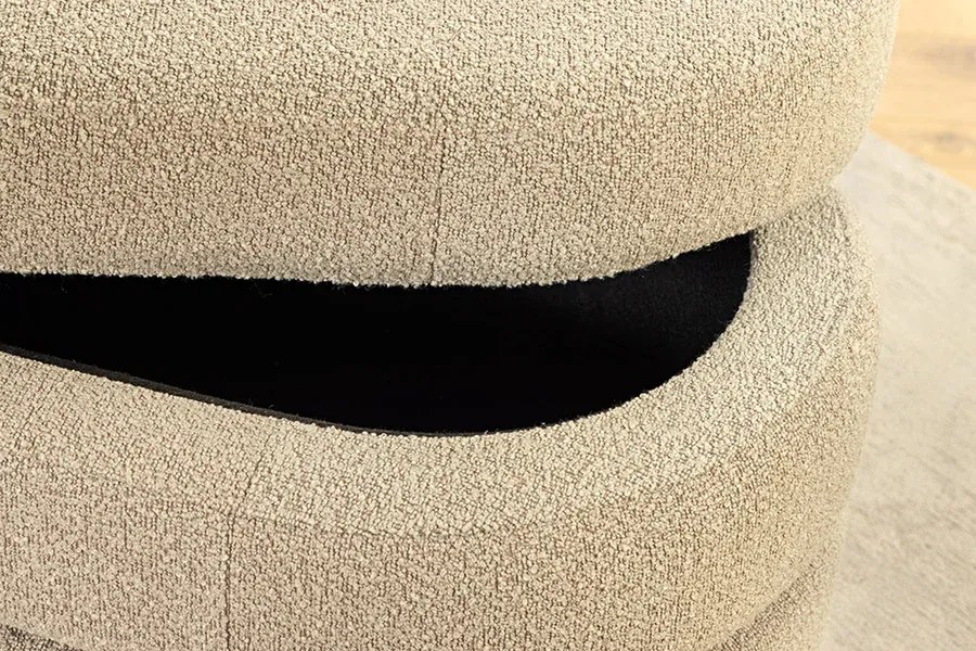 Dizajnová lavica s úložným priestorom TAUPE BOUCLÉ 115 cm – elegantný štýl a komfort