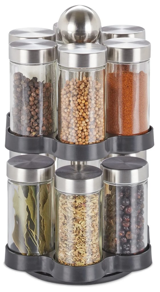 Kolotoč na korenie s 12 pohármi RD7695, strieborná