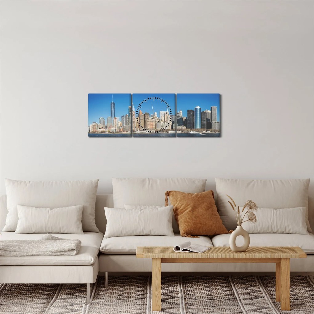 Obraz - Manhattan v New Yorku (s hodinami) (90x30 cm)