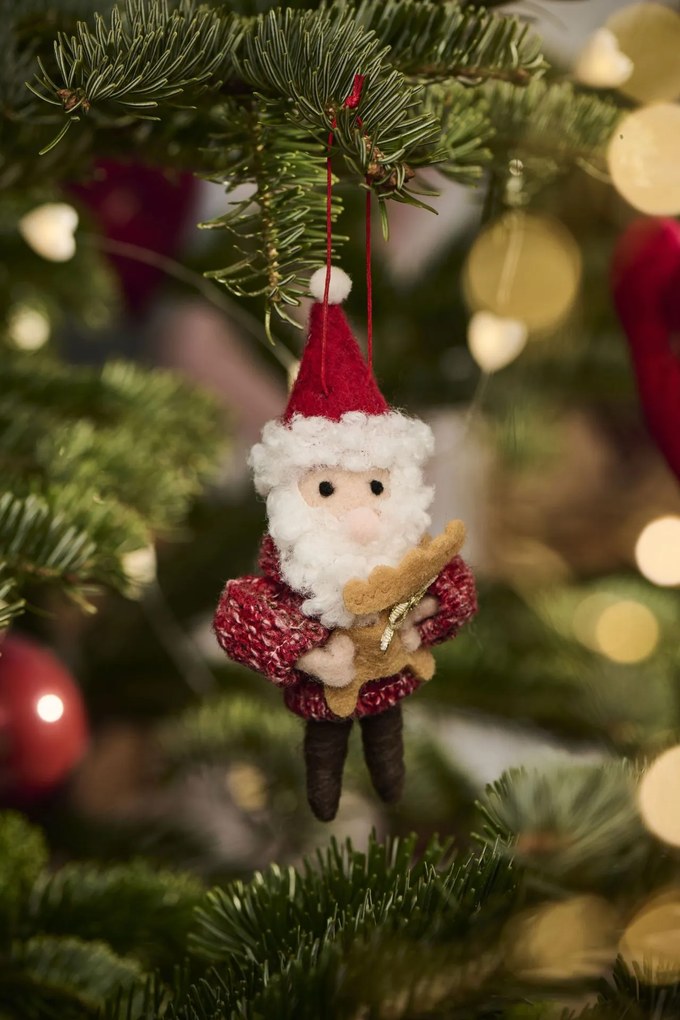 Ib Laursen Plstená ozdoba Santa's Helper S vrecom