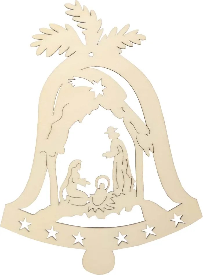 AMADEA Drevená ozdoba zvonček s betlehemom 20 cm