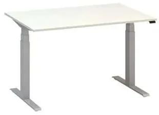 Výškovo nastaviteľný kancelársky stôl Alfa Up so sivým podnožím, 120 x 80 x 61,5-127,5 cm, dezén biely