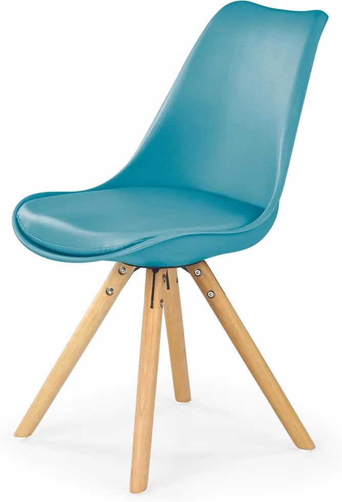 Jedálenská stolička K201 - tyrkysová / buk