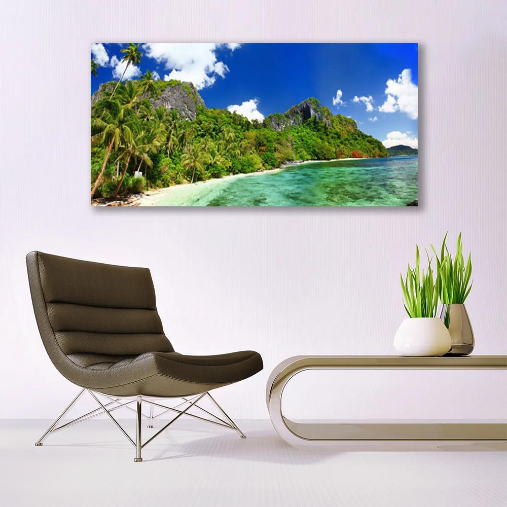 Obraz na akrylátovom skle Pláž hory príroda 120x60 cm