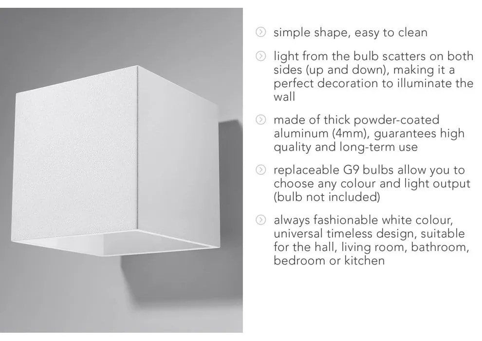 Biele nástenné svietidlo Geo – Sollux