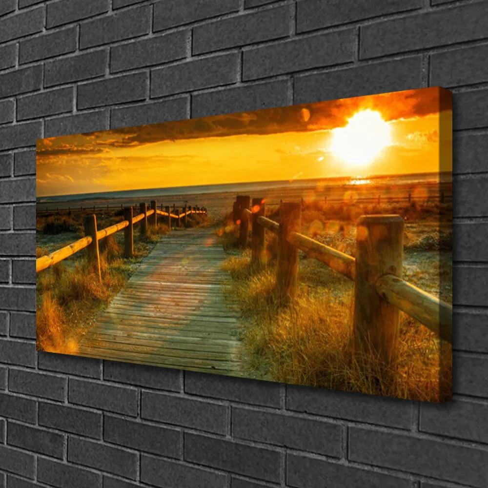 Obraz na plátne Západ slnka architektúra 125x50 cm