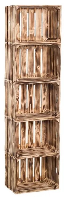 ČistéDrevo Dřevěné opálené bedýnky regál 150 x 40 x 24 cm